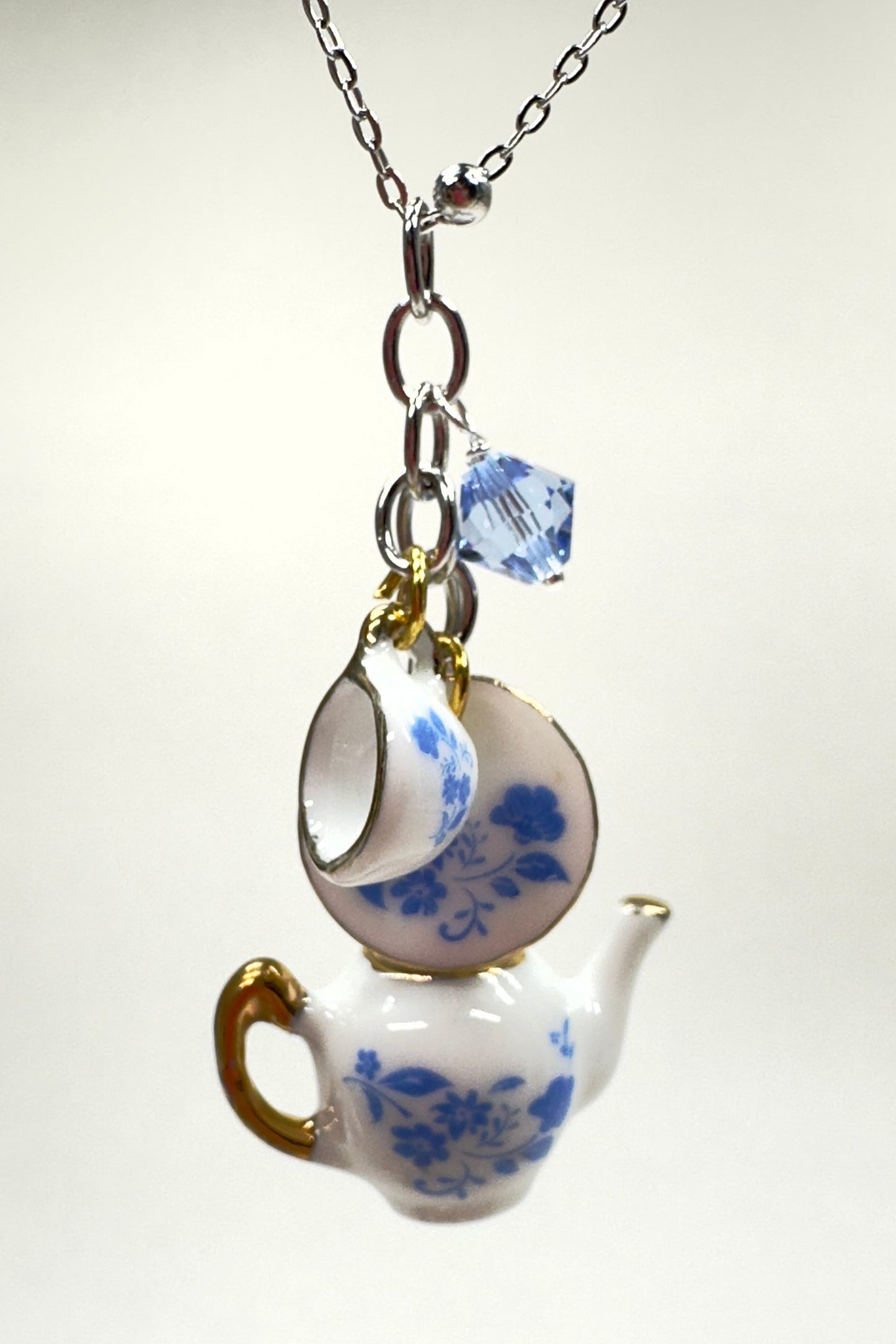 Tea Themed Necklace Blue Wholesale