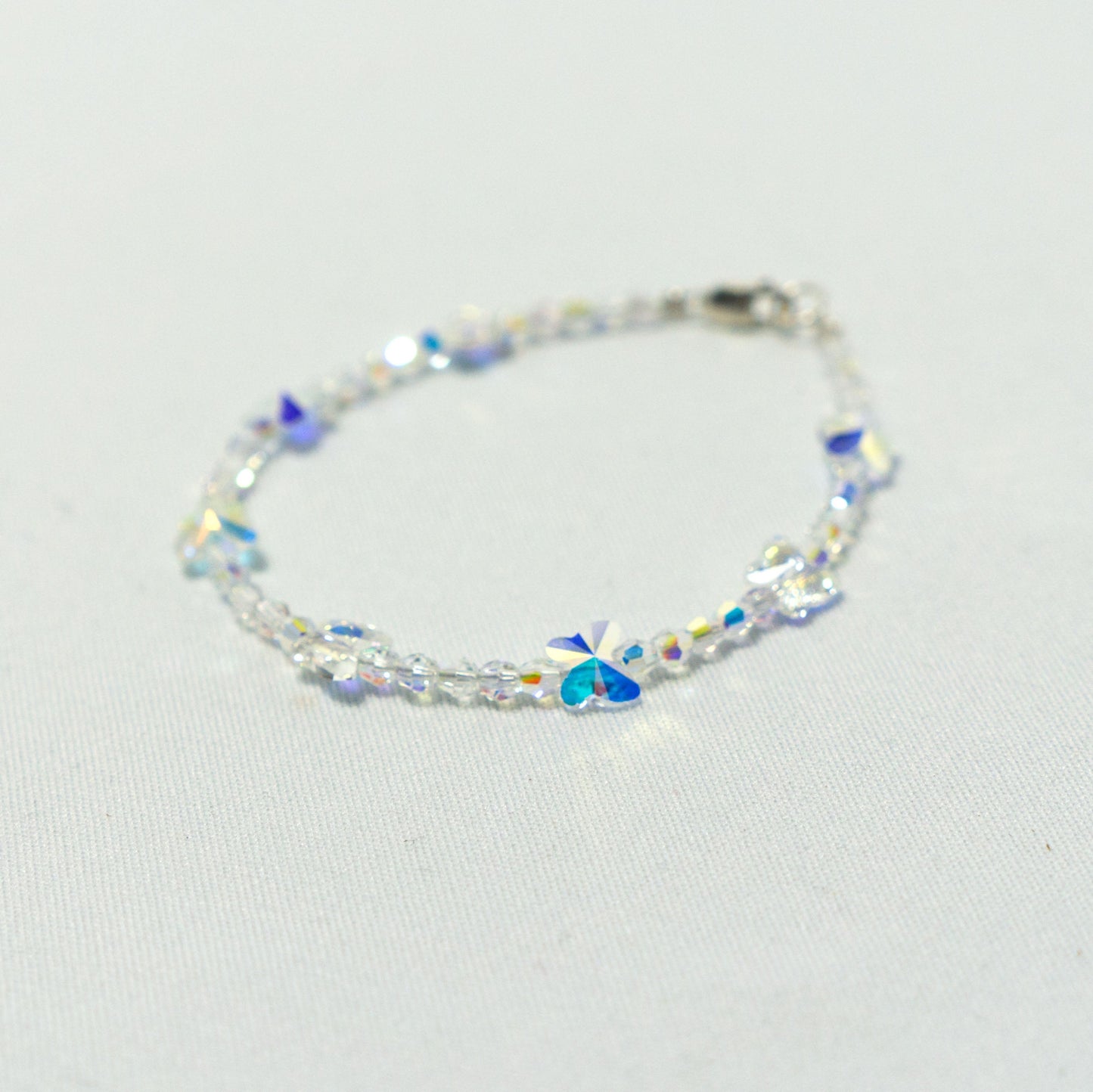 children's butterfly bracelet - blue, clear ab, green, pink, purple