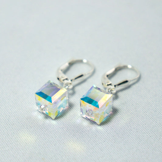 Austrian Crystal Clear Cube Earrings