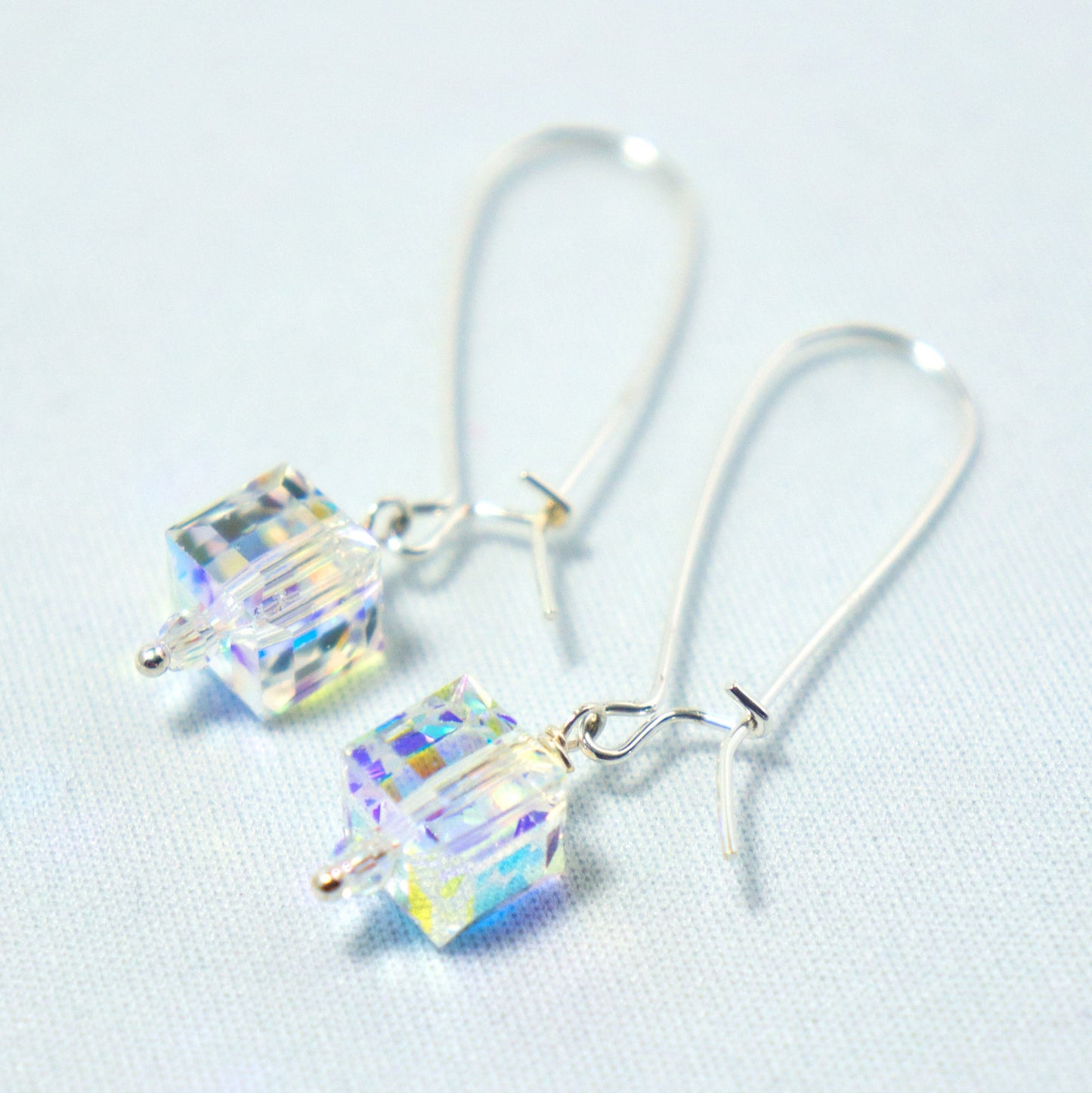 Clear Cube Drop Earrings