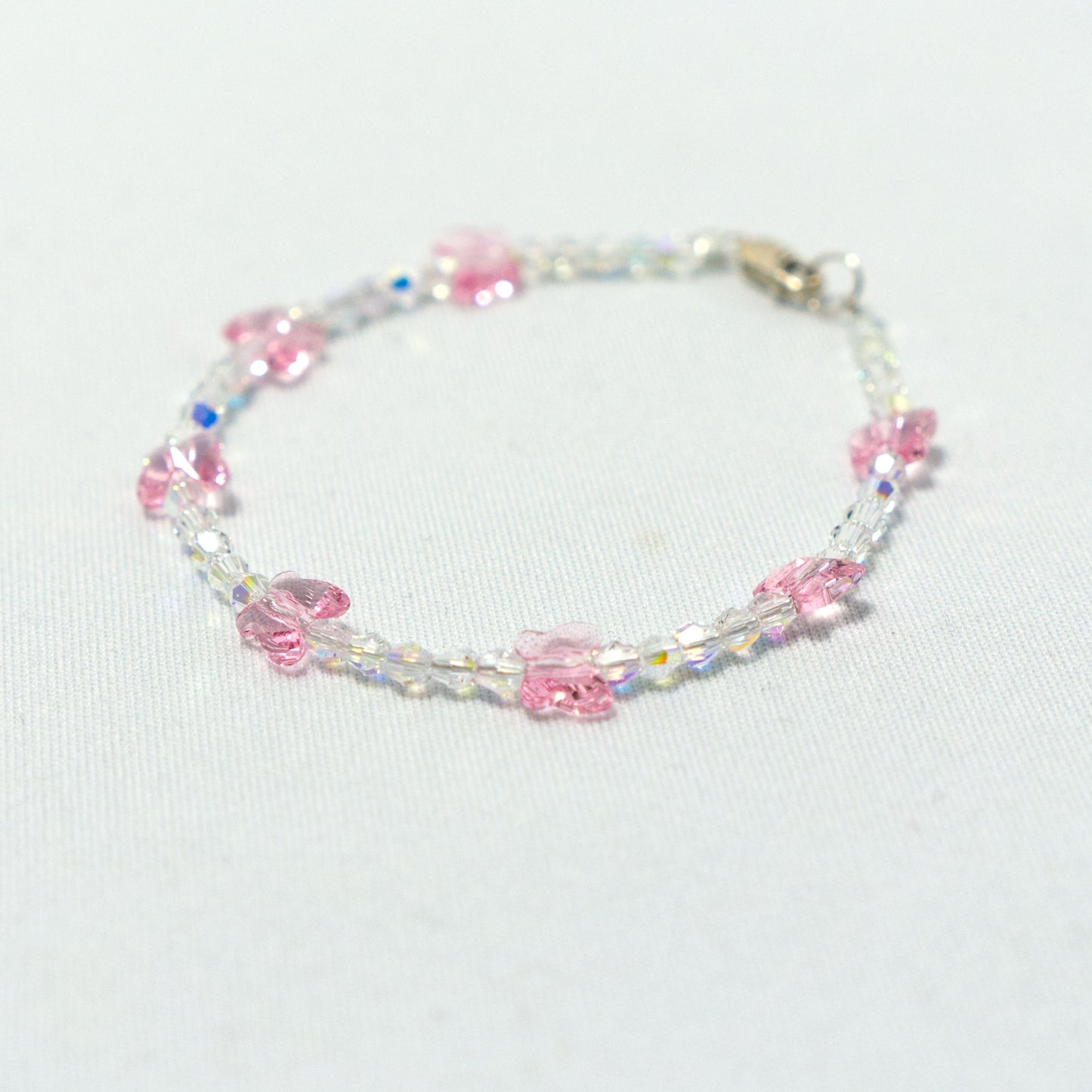 children's butterfly bracelet - blue, clear ab, green, pink, purple