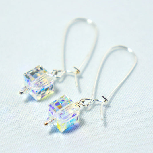 Clear Cube Drop Earrings