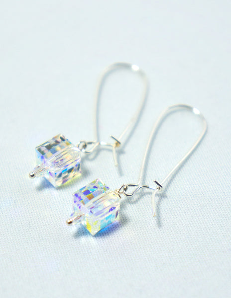 Clear Cube Drop Earrings Vicky Harrison Designs