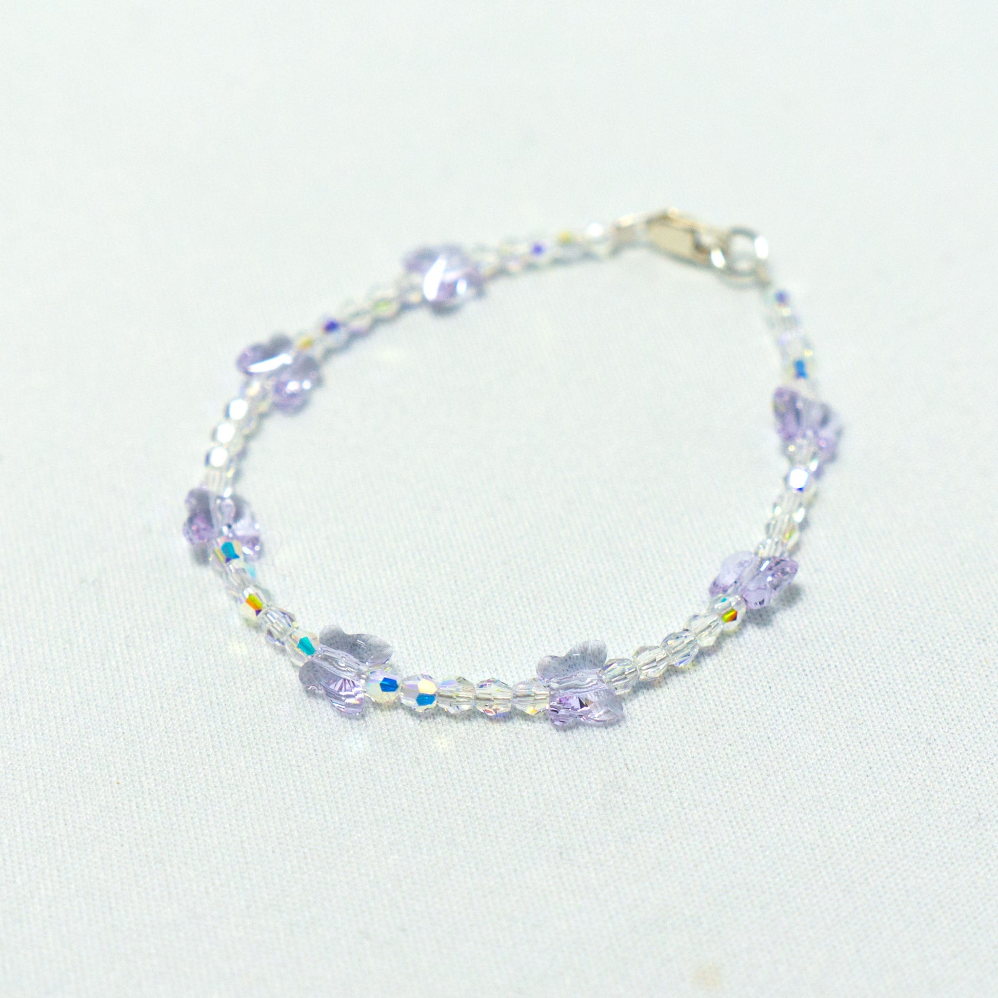 children's  butterfly bracelet -  blue, clear ab, green, pink, purple